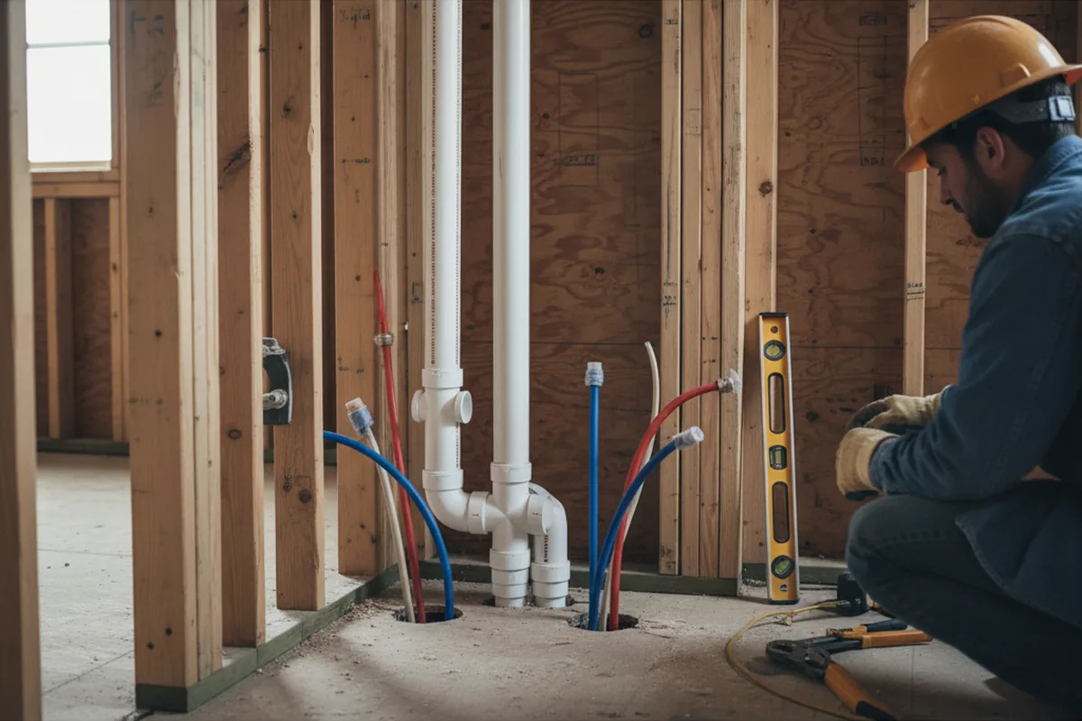 Drain and supply rough-in during Drain Cleaning in White Mountain Lake