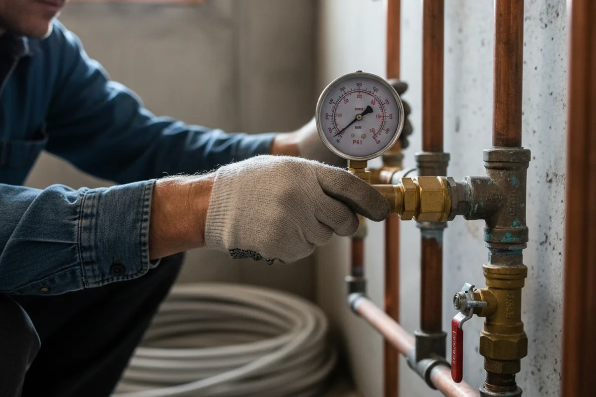 Pressure testing a repaired line during Water Line Repair in White Mountain Lake